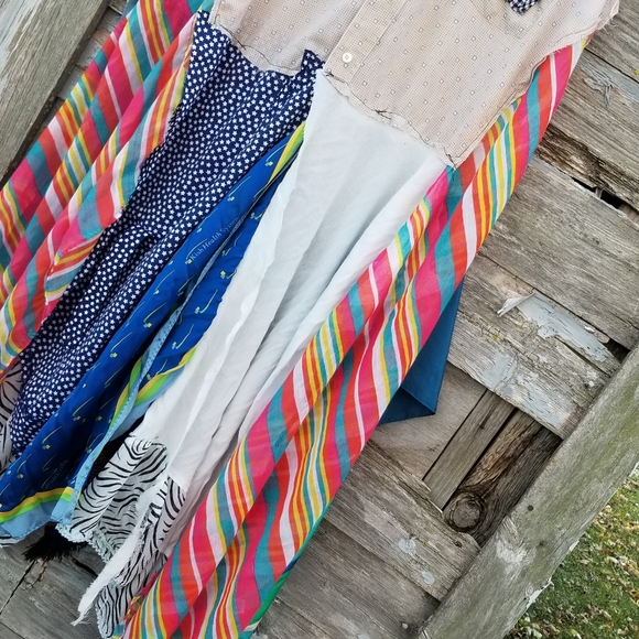 ArtWear Kimono Shirt Dress Upcycled Boho Handmade - Picture 5 of 8